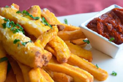 Golden Crispy Polenta Fries Paired with Zesty Marinara Sauce