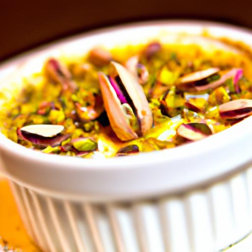 Indulge in Pistachio Crème Brûlée Infused with saffron