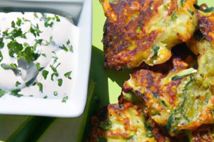 Crisp Zucchini Fritters Paired with Tangy Greek Yogurt Dip