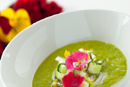 Refreshing Chilled Gazpacho Meets Creamy Avocado Mousse Delight