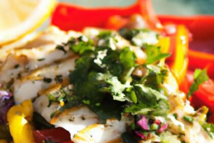 Zesty Fish Chermoula Paired with Vibrant Grilled Peppers