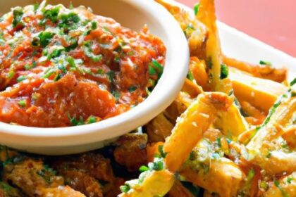 Golden Crispy Polenta Fries Paired with Zesty Marinara Delight