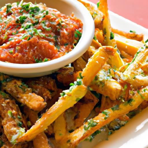 Golden Crispy Polenta Fries Paired with Zesty Marinara Delight