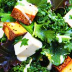 Crunchy Tofu & Kale Salad with Creamy Tahini Drizzle