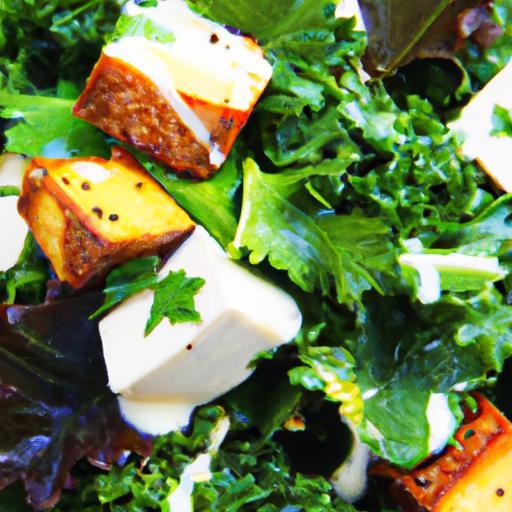 Crunchy Tofu & Kale Salad with Creamy Tahini Drizzle