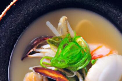 Umami Harmony: Miso Broth with Enoki & Seared Scallops