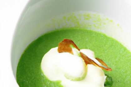 Velvety Pea Velouté Crowned with Parmesan Foam Delight
