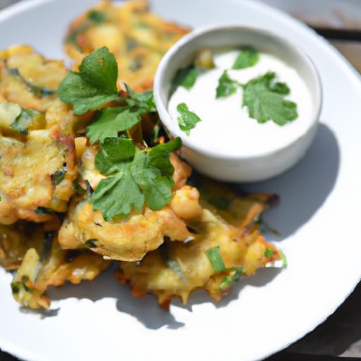 Crispy Zucchini fritters Paired with Tangy greek Yogurt⁤ Dip