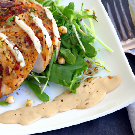 Savor Zaatar-spiced Grilled Chicken with Creamy ‍Tahini Sauce