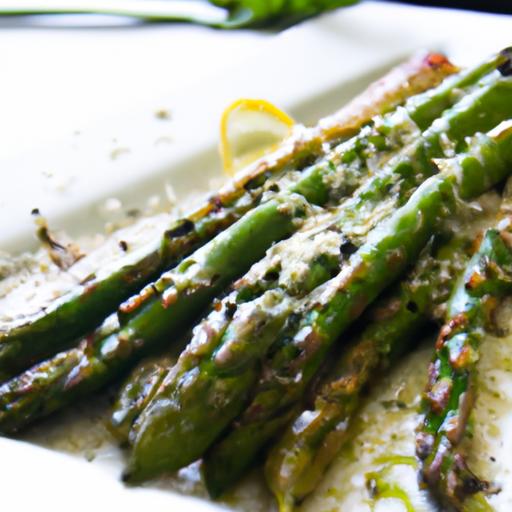 Savor⁣ Grilled Asparagus Topped with Parmesan Shavings Delight