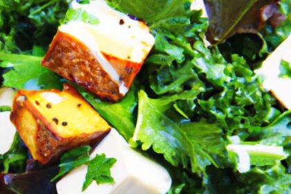 Crunchy Tofu & Kale Salad with Creamy Tahini Drizzle