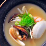 Umami Harmony: Miso Broth with Enoki & Seared Scallops