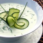 Refreshing Chilled Cucumber Soup with Yogurt and Dill Flair