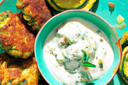 Crispy Zucchini Fritters Paired with Creamy Greek Yogurt Dip