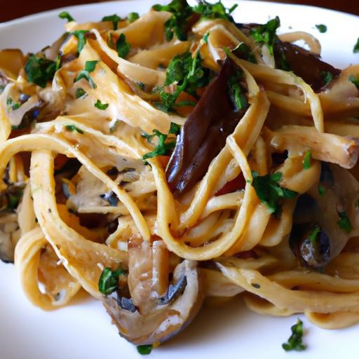 Savory Cheesy Vegan Mushrooms Tossed with Spaghetti Delight
