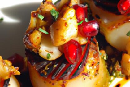 Scallops Infused with Harissa and Pomegranate Molasses Magic
