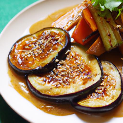 Savory Miso-Glazed Eggplant Topped with toasted Sesame Seeds