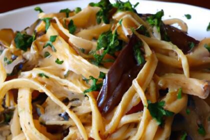 Savory Cheesy Vegan Mushrooms Tossed with Spaghetti Delight