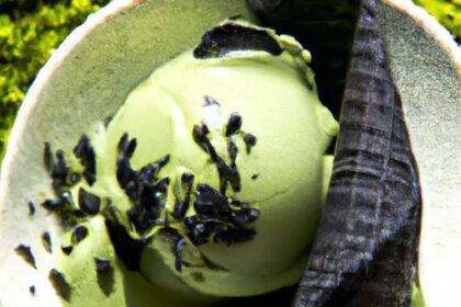 Silky Black Sesame Ice Cream with a Hint of Matcha Dust
