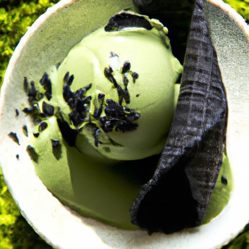 Silky Black Sesame Ice Cream with a Hint of Matcha Dust