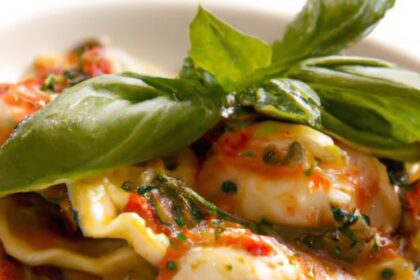 Luxurious Lobster Ravioli in Silky Basil Cream Sauce Delight