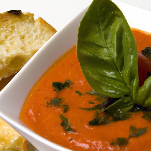 Roasted Tomato Bisque Infused with Fragrant Basil Oil