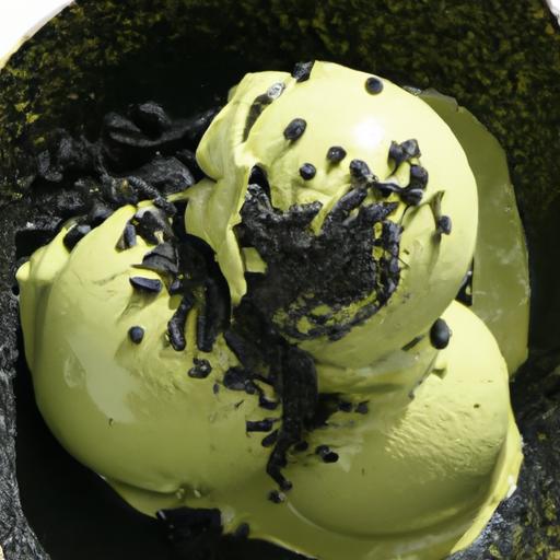 Silky Black ⁢Sesame Ice Cream with​ a Hint of Matcha Dust