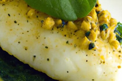 Herb-Crusted Cod Delight Paired with Vibrant Pea Purée