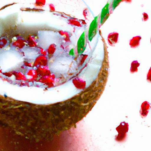 Refreshing Coconut Water Infused with Pomegranate Pearls