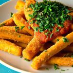 Golden Crispy Polenta Fries Paired with Zesty Marinara