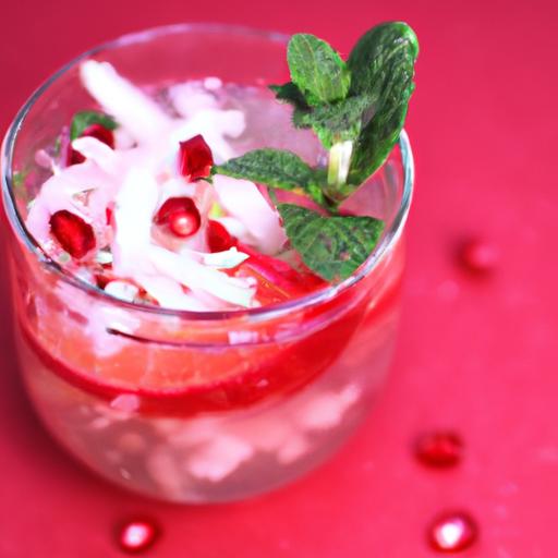 Refreshing coconut Water Infused with Pomegranate Pearls