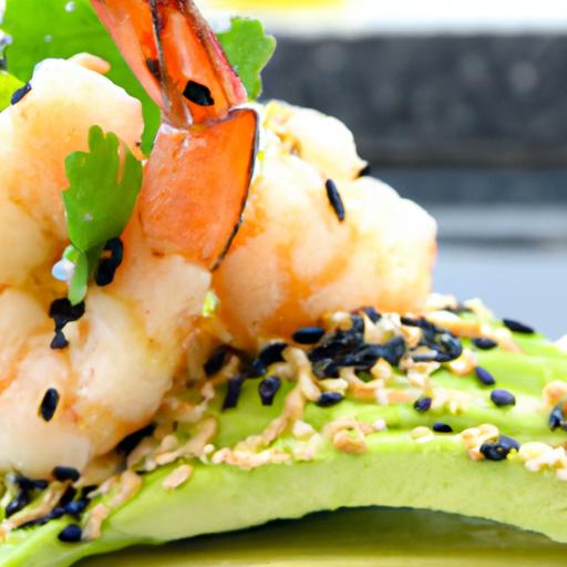 Elegant Avocado and shrimp tower with Black Sesame Twist