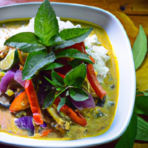Tropical Twist: ‍Lemongrass Coconut Curry with Eggplant & Mango