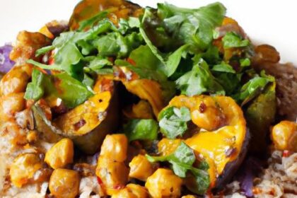 Hearty Eggplant & Chickpea Curry Served with Nutty Brown Rice