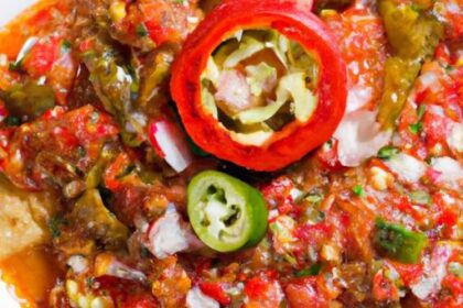 Huaraches Delight: Nopales and Salsa Roja Topped Perfection