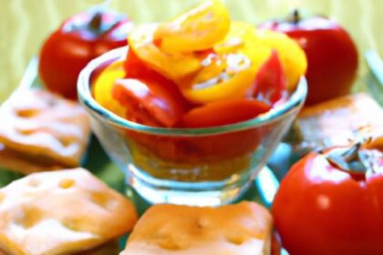 Savory Bites: Diced Tomatoes & Basil on Crispy Crackers