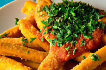 Golden Crispy Polenta Fries Paired with Zesty Marinara