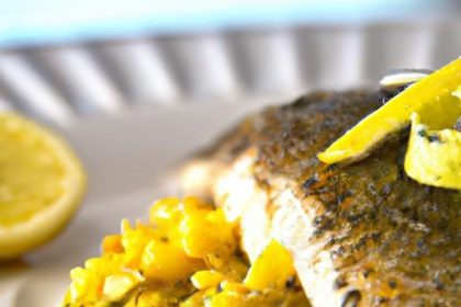 Savor the Flavors: Grilled Sea Bass with Saffron Risotto