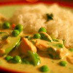 Creamy Coconut Milk Curry Chicken Served with Jasmine Rice