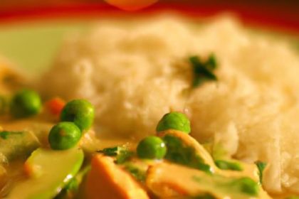 Creamy Coconut Milk Curry Chicken Served with Jasmine Rice