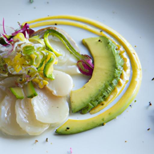 Delicate Scallop Carpaccio: Yuzu and avocado Fusion Delight
